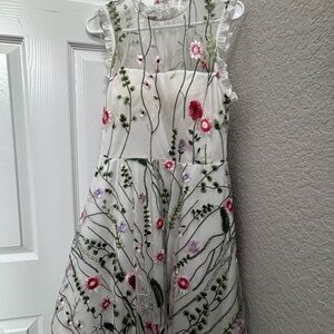 City Studio Floral Embroidered Kids Dress - White and Red